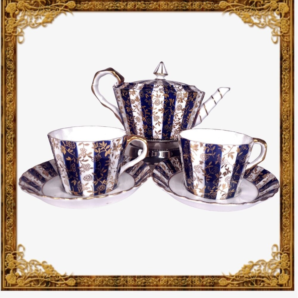 Antique Miniature Staffordshire Teapot Set – Edwin Drew Bodley, 1880s